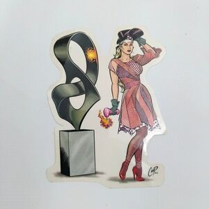 Coop 2001 Pinup Welder Girl Die Cut Vinyl Vintage Sticker Art Sculpture Decal